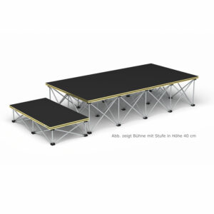Revostage Komplettbühne, 2 m², 2 x 1 m, Teppichoberfläche dunkelgrau