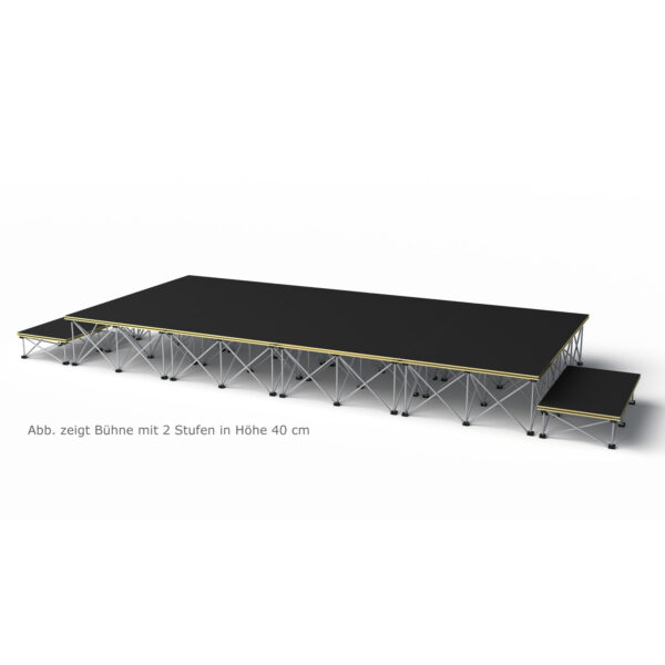 Revostage Komplettbühne, 8 m², 4 x 2 m, Teppichoberfläche dunkelgrau