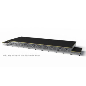 Revostage Komplettbühne, 10 m², 5 x 2 m, Teppichoberfläche dunkelgrau