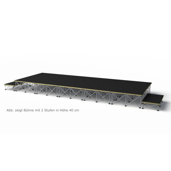 Revostage Komplettbühne, 10 m², 5 x 2 m, Teppichoberfläche dunkelgrau